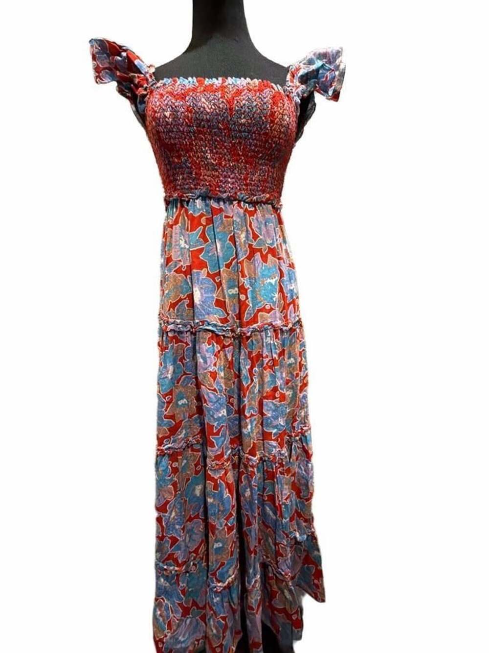 752 Love The Label Smocked Floral Maxi Dress Size S